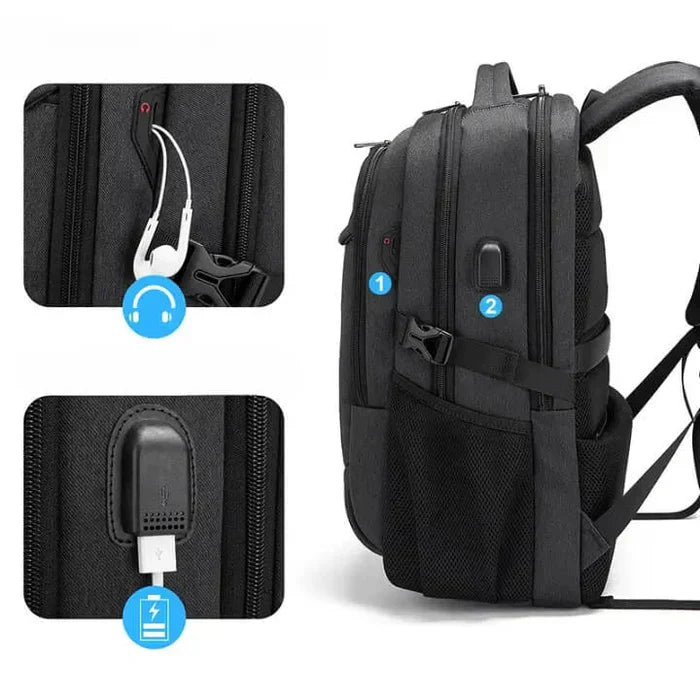 Men’s Executive Backpack Raufford RF084 – 17" Laptop, Water-Resistant, USB Port